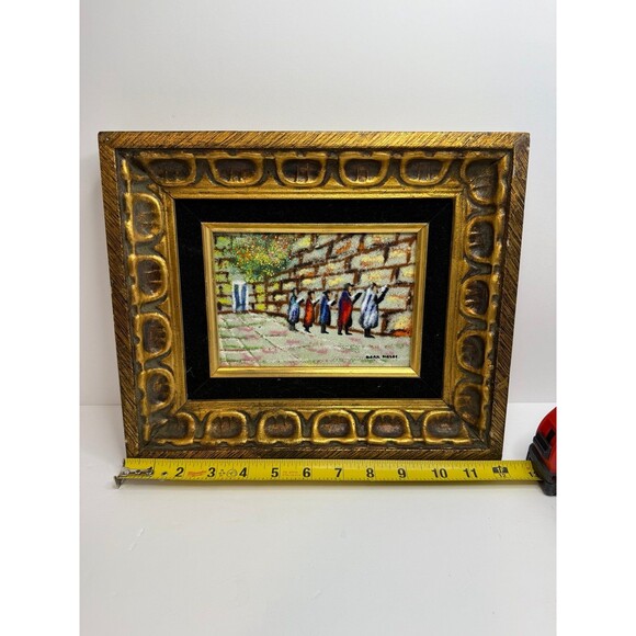 Marc (Chagal) Moses Enamel on Copper Painting – VTG Framed MCM Wall Art 12”x10”‎ - Picture 4 of 7
